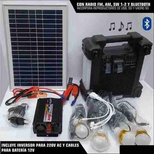 Kit Solar Portátil Inversor De 220v Am Fm Bluetooth 4 Focos