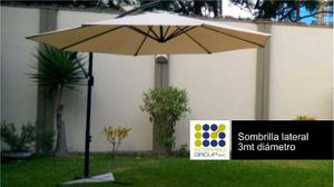 Sombrilla Terraza Jardín 3mt Con 2 Bases Concreto