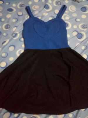 Vestido Azul con Negro Talla S