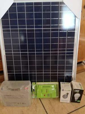 Kit Fotovoltaico Interior:panel Solar+bateria+regulador+leds