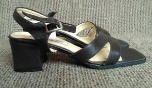 Zapatos Sandalias Talla 37 Taco 5 Marrones Oscuras Usadas