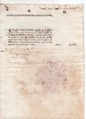 Documento Antiguo Colonial - Carga En Galeones Oro Y Plata