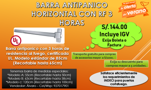 Barra antipanico con RF 3 Horas Certificada UL.