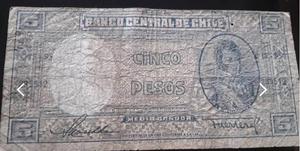 Billete Chileno Cinco Pesos banco Central De Chile