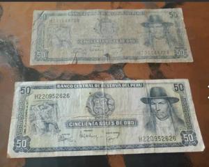 Billetes Antiguo Del Perú 50 Soles De Oro, 