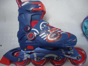 patines para niños de capitan america con luces y kit