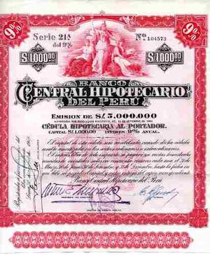 Banco Central Hipotecario: Cédula Hipotecaria Al Portador