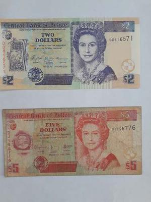 Billetes Belice De 2 Y 5 Dolares (honduras Britanica)