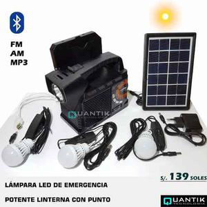 Kit Solar Portátil+3 Focos+radio Fm, Am,mp3+