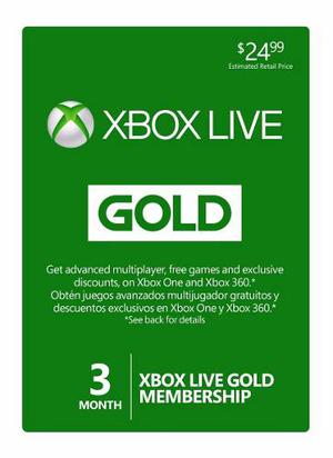 Xbox Live Gold - 3 Meses - Manvicio Store - !!!