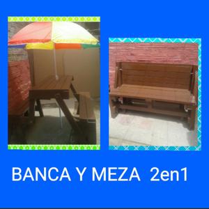 Banca Y Meza Madera 2en1