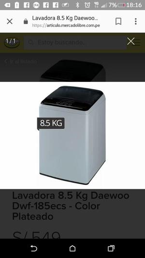 Vendo Lavadora Nueva Daewoo de 8.5kg