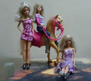 Muñeca Barbie Jinete + Caballo + 2 Muñecas Original