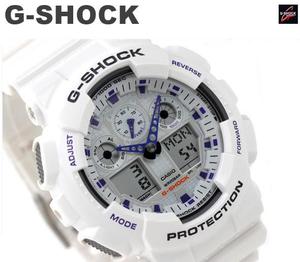 Reloj Casio Gshock Ga100a7adr blanco brilloso Super Oferta