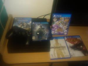 Ps4 slim con 5 juegos sus audios sus cables y su control