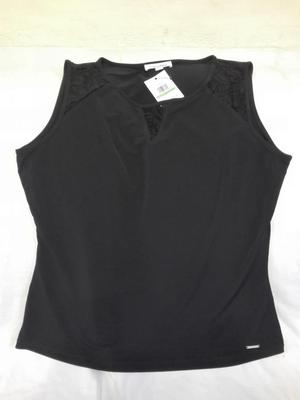 Calvin Klein Polo de Vestir Negro Talla L Original