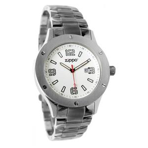 Reloj Zippo -rg White Date Silver Steel Bracelet Hombre