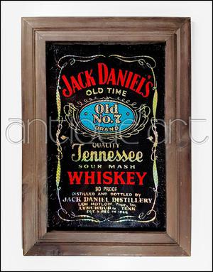 A64 Letrero Vidrio Pintado Jack Daniel's Marco Vintage Bar