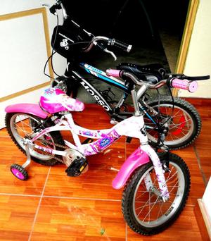 Vendo 2 bicicletas aro 16 niña y niño