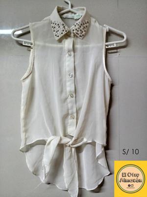 Blusa crema de gasa para niña