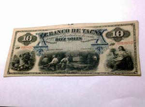 Billete: El Banco De Tacna 10 Soles