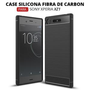 Case Funda Protector goma Fibra Carbono para Sony Xperia Xz1