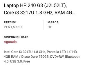 Lapto Hp 240 Core I3 Falta Bateria,7/10