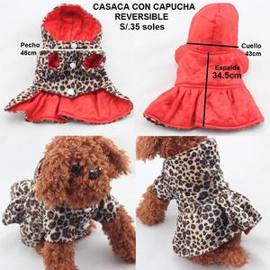Ropa casaca reversible para mascotas