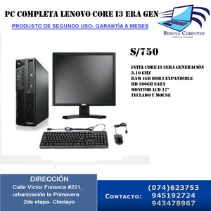 PC COMPLETA HP I3 3ERA GENER LCD 17