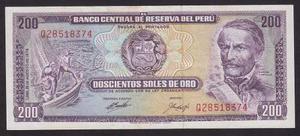 Billete Peru 200 Soles De Oro 