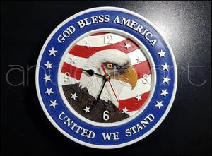 A64 Reloj Pared God Bless America Aguila Bandera Usa Resina
