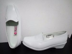 Zapatos Blancos Con Taco, Comodos Talla 37, Taco 3