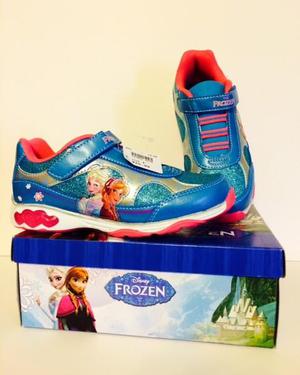 Zapatillas Disney Frozen Celestes Brillosa Para Niñas USA