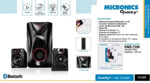 Parlante Micronics Pc Bluetooth Usb Fm Avanty 70 W