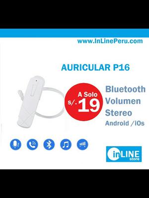 Auricular Stereo Bluetooth P16 Inline
