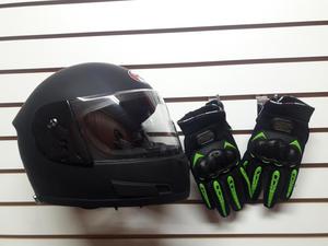 Kit de casco mas guantes moto motociclista