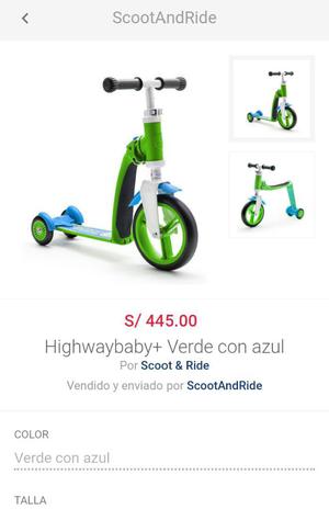 Highwaybaby Scooter 2 en 1 Estado 9.5