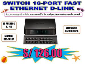 SWITCH 16PORT FAST ETHERNET DLINK