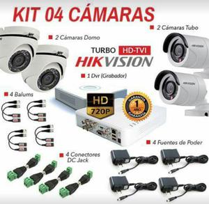 Kit de 4 Cámaras Hik Vision Hd 720