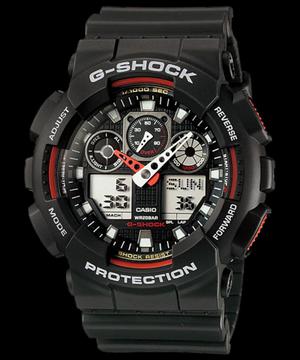 G Shock Ga100 Negro Y Rojo Reloj Casio
