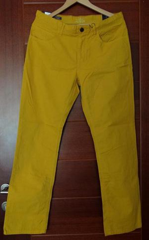 Pantalón Jeans Hombre Tommy Hilfiger Amarillo Oro 34. Nuevo