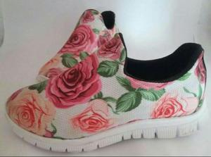 Zapatillas Rosas Flores Regalo Mujer Mas