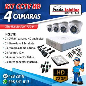 kit 04 Camaras de seguridad HD Hikvision