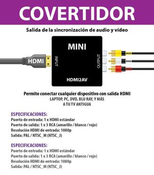 Hdmi A Rca Audio Y Video Convertidor Conversor