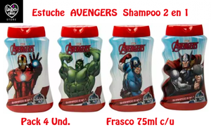 Estuche Avengers Shampoo 2en1 Frasco 75ml Paquete 4und