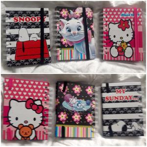 Pack 3 Libretas de Notas Snoopy Hello Kitty y Gatita 10X15Cm