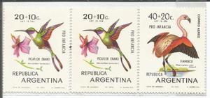 Estampilla de aves de Argentina con variedad