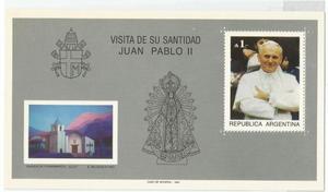 Estampillas en hoja de recuerdo sobre Juan Pablo II