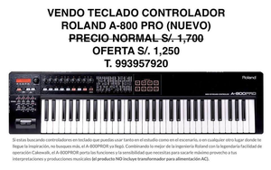 Teclado controlador midi Roland A800 Pro