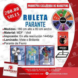 Ruletas Publicitarias MDF Pedestal BTL Marketing